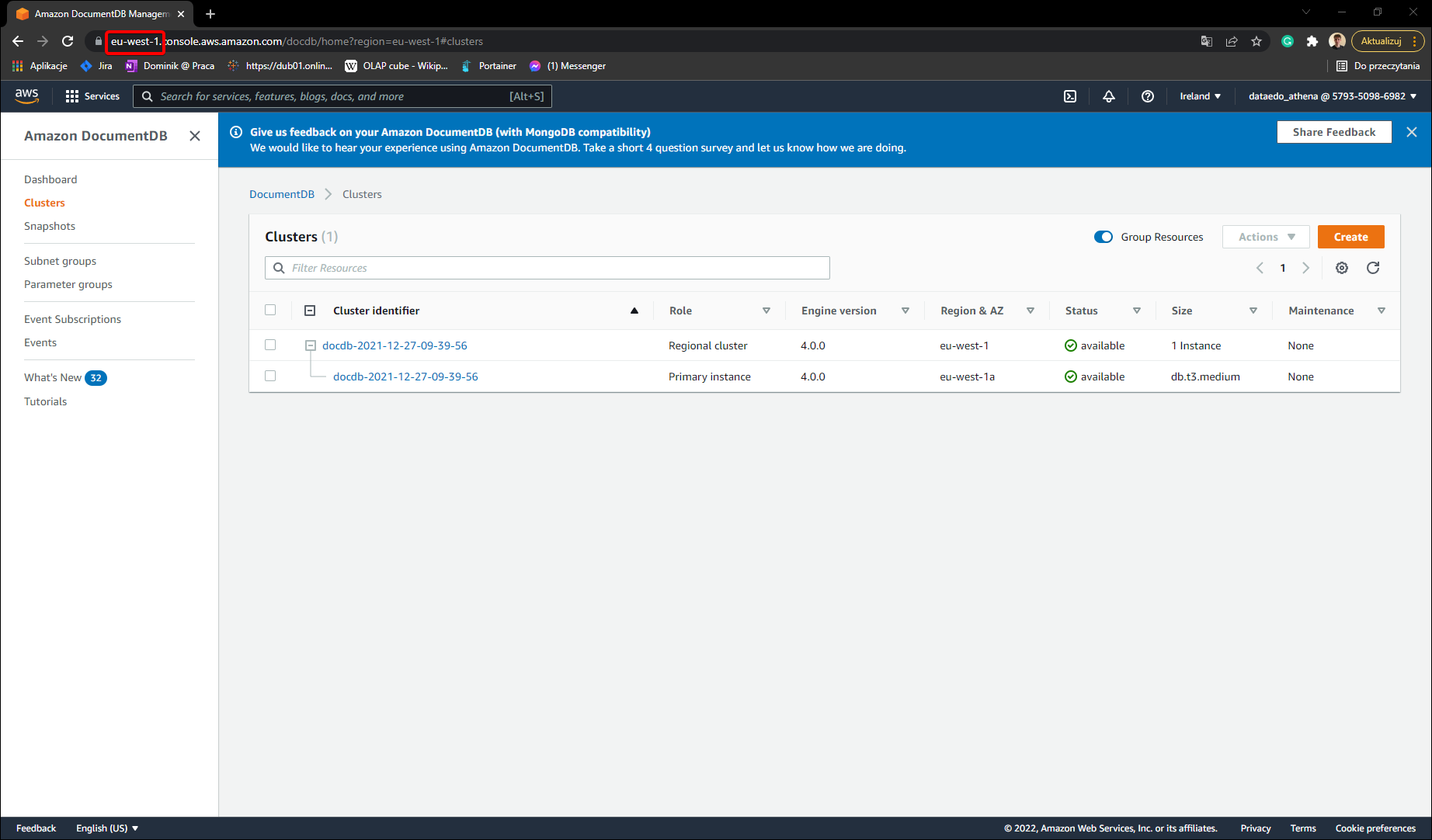 Image title aws console with region