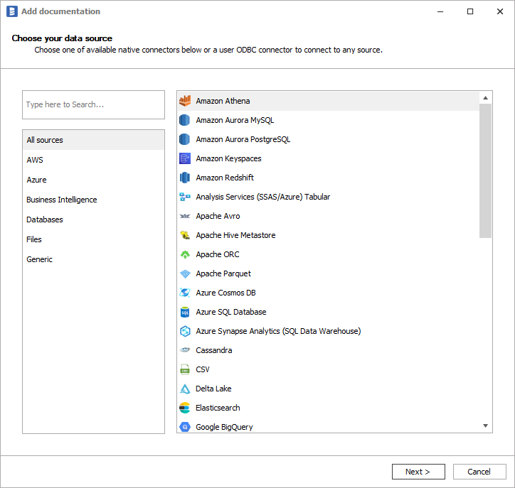 Amazon Athena on list