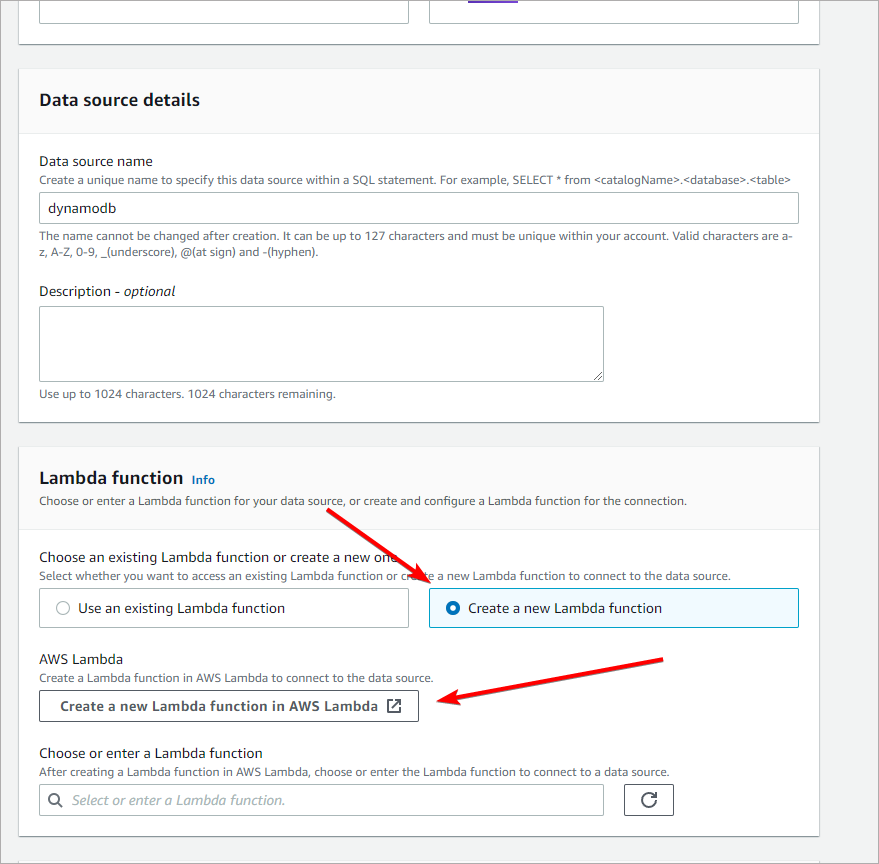 create lambda function