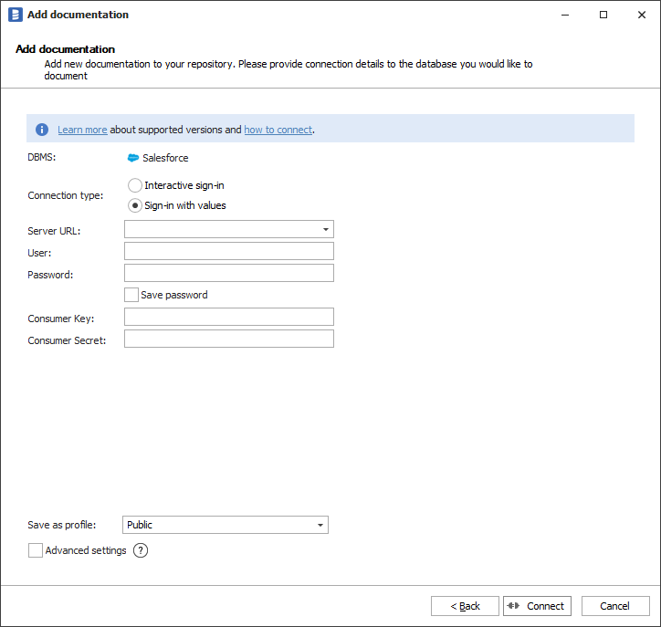 Connections Details connection details