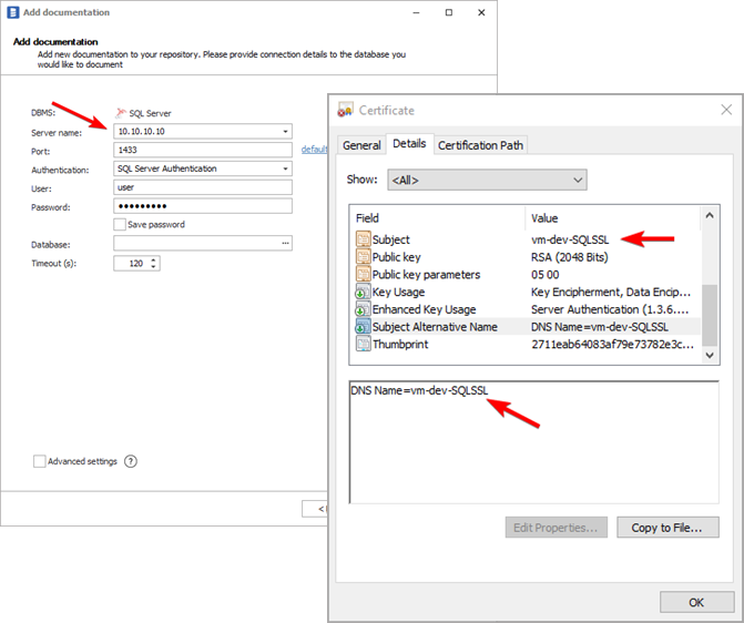 Certificate hostname