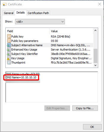 Cerfticate added hostname
