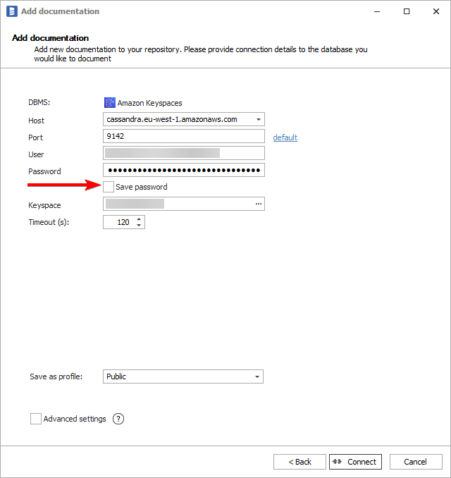 AWS Keyspaces filled form