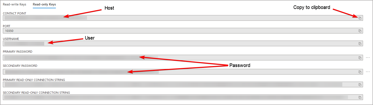 Cassandra API connection string