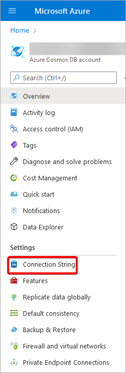 Azure portal Cassandra API settings