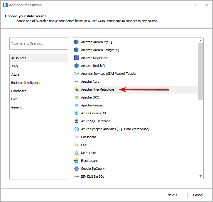 Hive Metastore selection