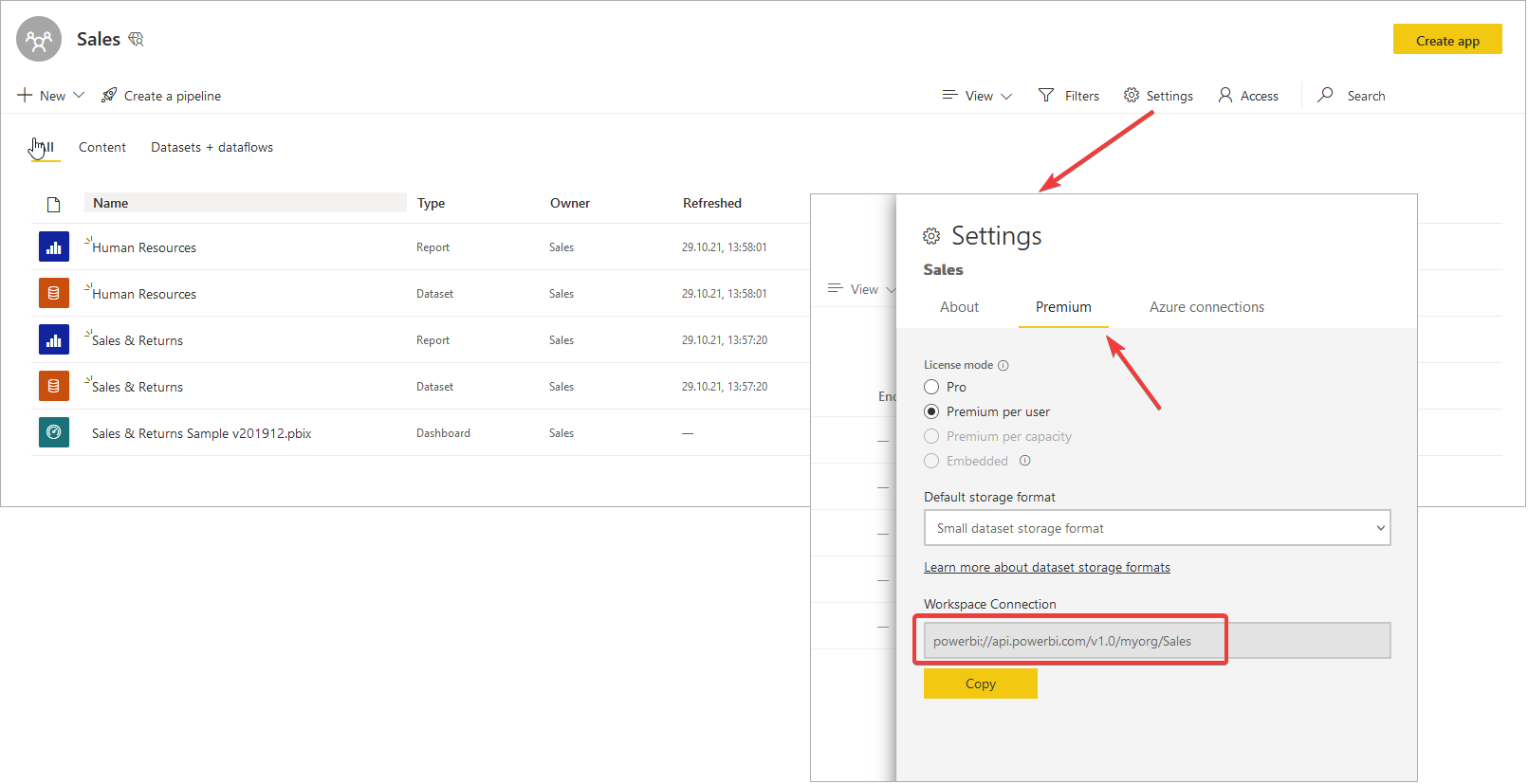 Power BI server name