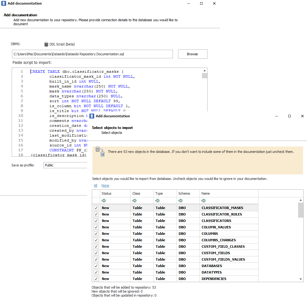 DDL Import DDL Import