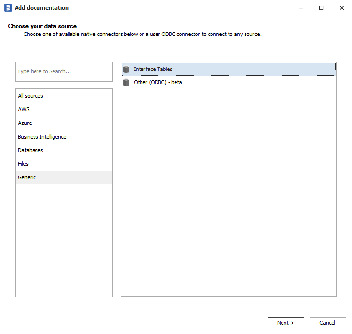 Interface tables Interface tables