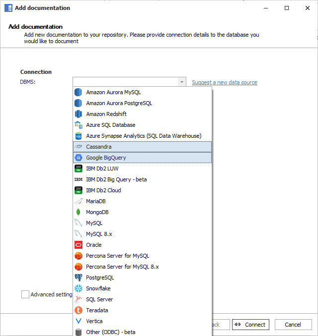 Cassandra and BigQuery support