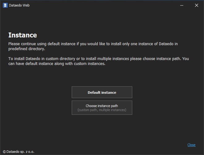 Dataedo Web- Choose location instance