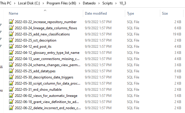 Dataedo 10.3 upgrade scripts